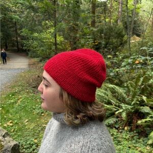 Cozy Red Hand Knit Alpaca Beanie